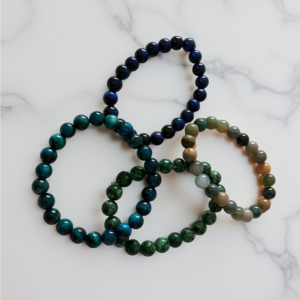 Set 4 Beaded Bracelets Stackable Stretch Earth To… - image 8